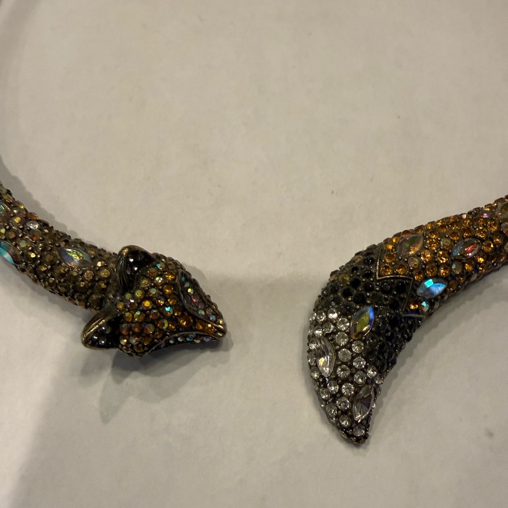 Gold and Silver Fox Choker Necklace - Picture 3 of 4